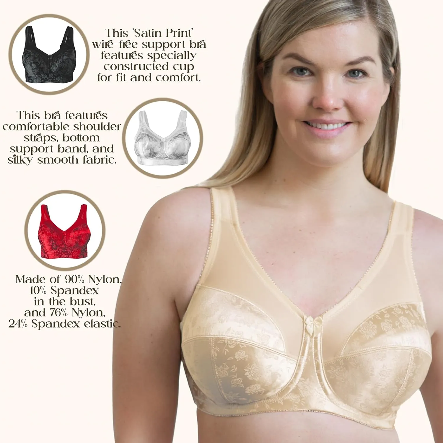 Women's 7102 Full Figure Wireless Seamed Cup Bra