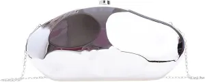 Women's Acrylic Shell Shape Evening Clutch Purse Formal Metallic Unique Egg Handbag for Wedding Party Prom