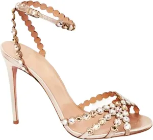 Women's Champagne Crystal Sandals, Multi-Rhinestone Evening Heels
