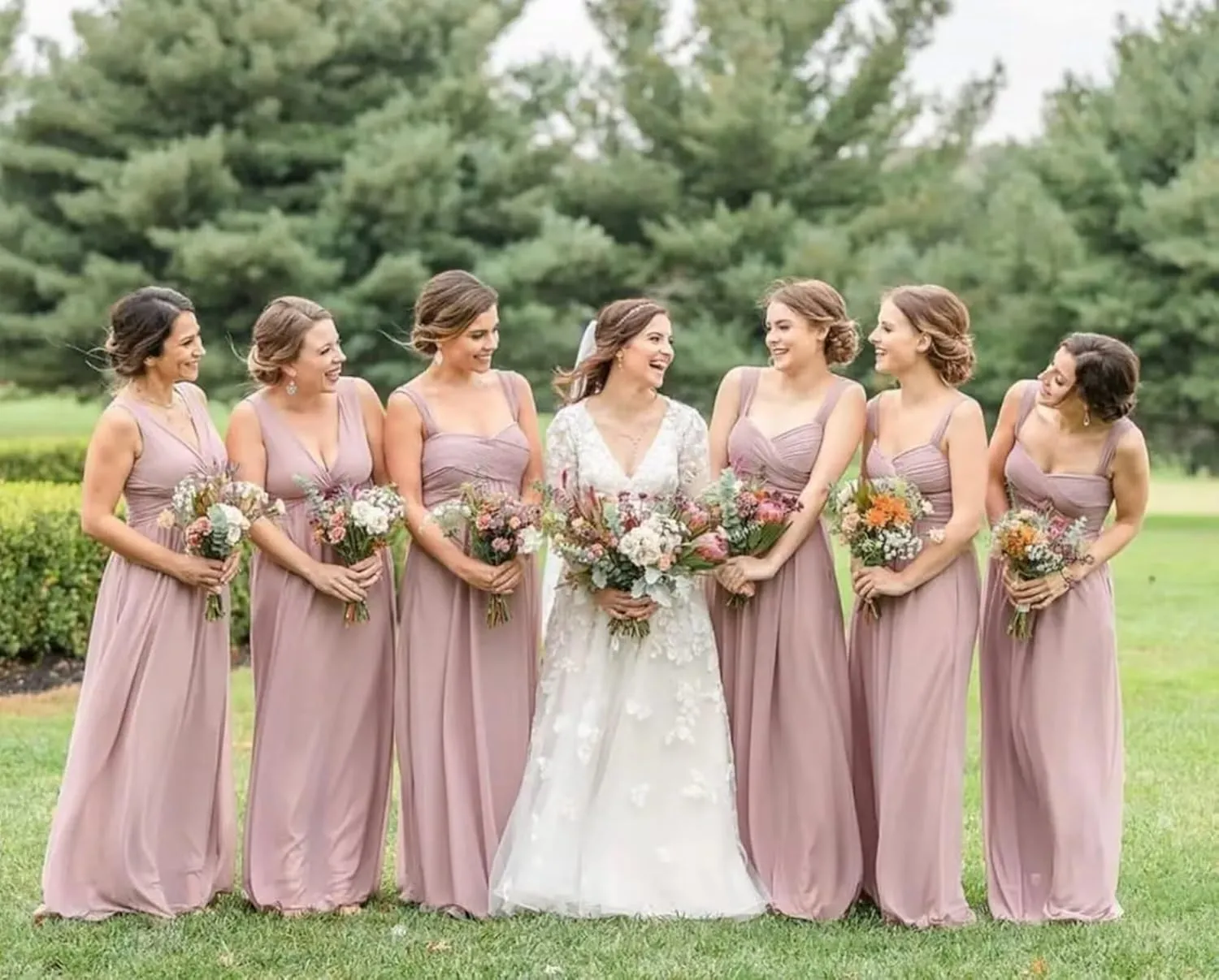 Women's Chiffon Bridesmaid Dresses for Wedding Long Pleated Cutout Formal Evening Dress