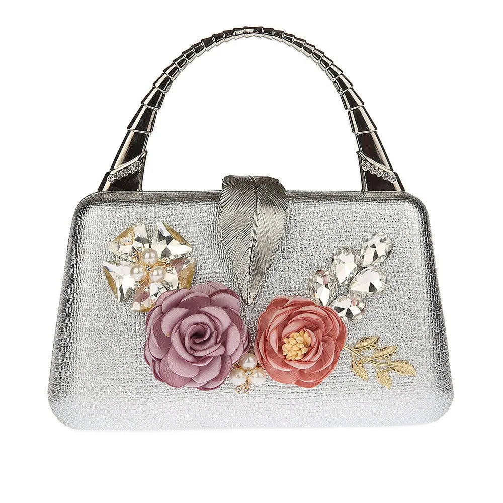 Women's Clutch Evening Bag Flower Handbag Wedding Purse