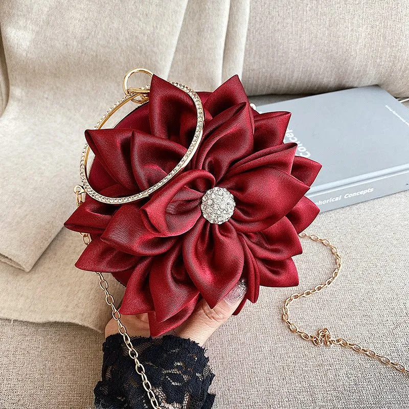 Women's Clutch Round Flower Evening Bag Wedding Party Purse