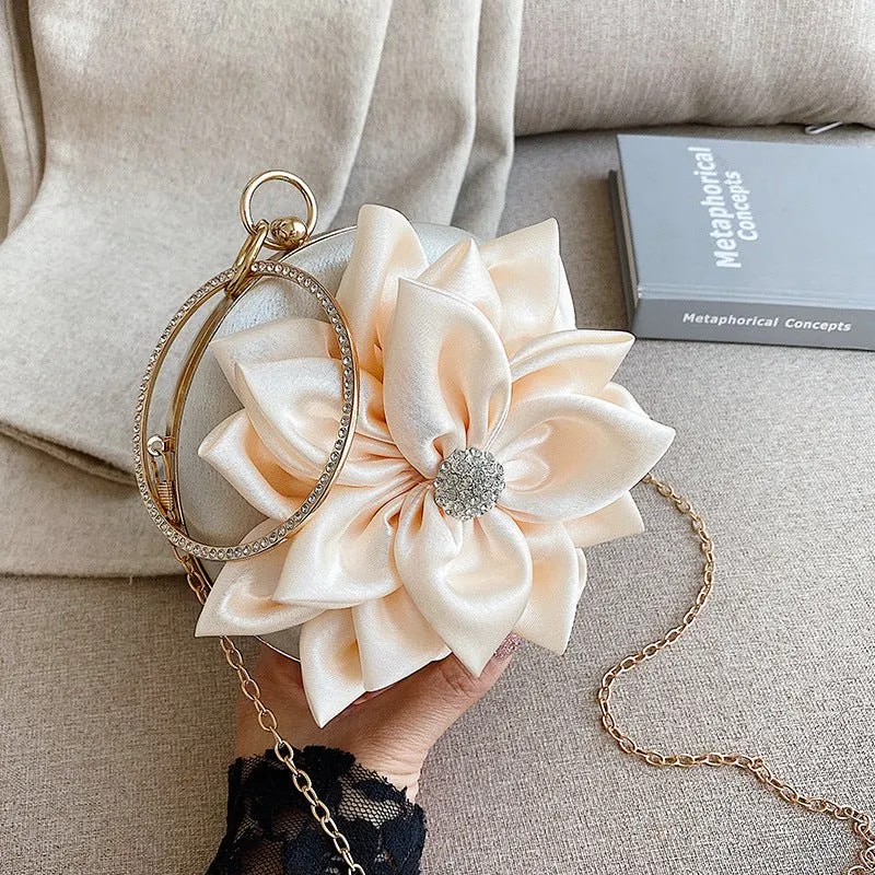 Women's Clutch Round Flower Evening Bag Wedding Party Purse
