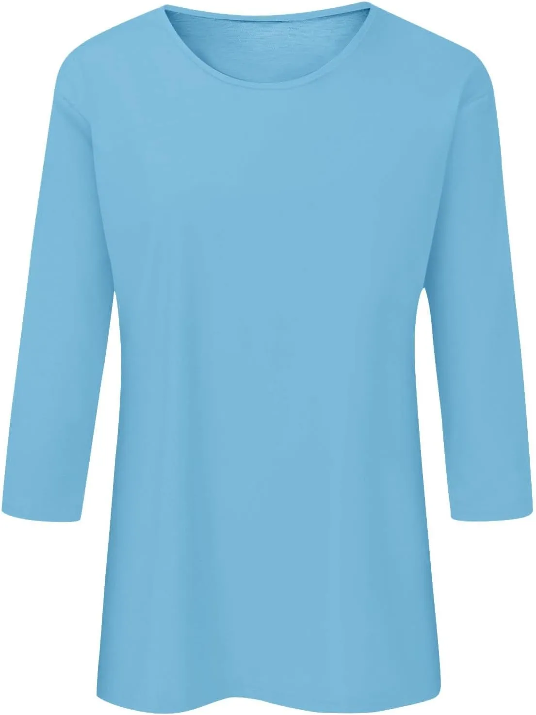 Womens Cotton Tops Casual Elbow Length Tee Shirts Round Neck Basic Tees Blouses Loose Fit Solid Color Tshirt Pullover