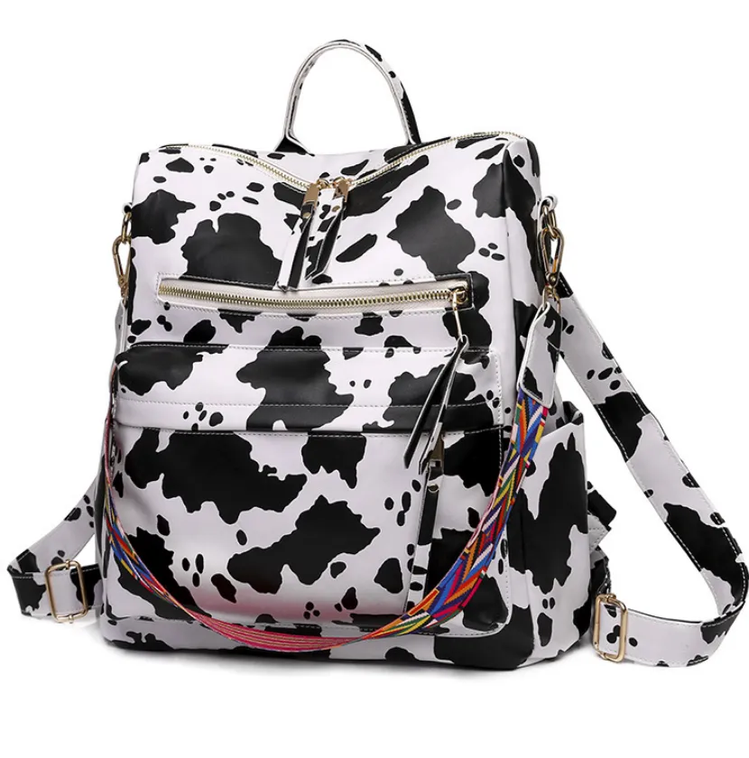 Womens Fashion Backpack - Cow Pattern