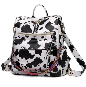 Womens Fashion Backpack - Cow Pattern