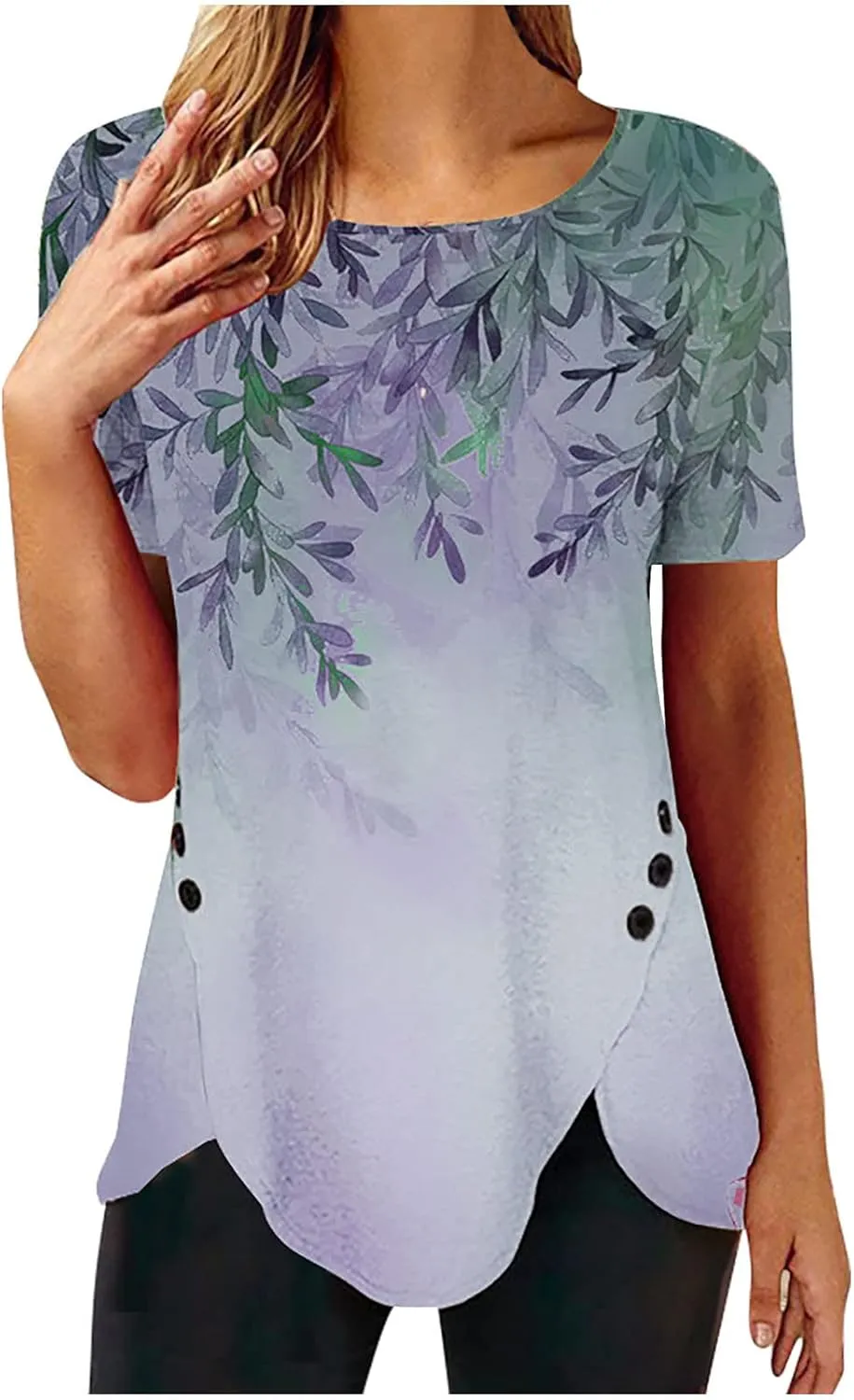 Women's Floral Print Summer Blouses Dressy Casual Short Sleeve Ladies Tops Cute Tunics Shirts Trendy Clothing 2024