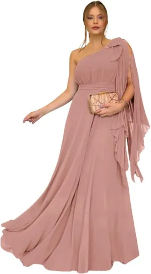 Women's Formal Dresses 2025 Chiffon Elegant Evening Dresses for Women One Shoulder A-Line Wedding Guest Dresses Long