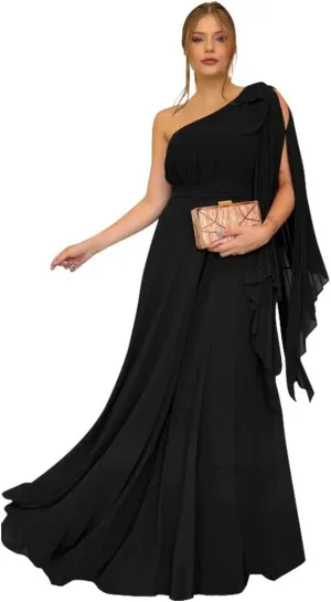 Women's Formal Dresses 2025 Chiffon Elegant Evening Dresses for Women One Shoulder A-Line Wedding Guest Dresses Long