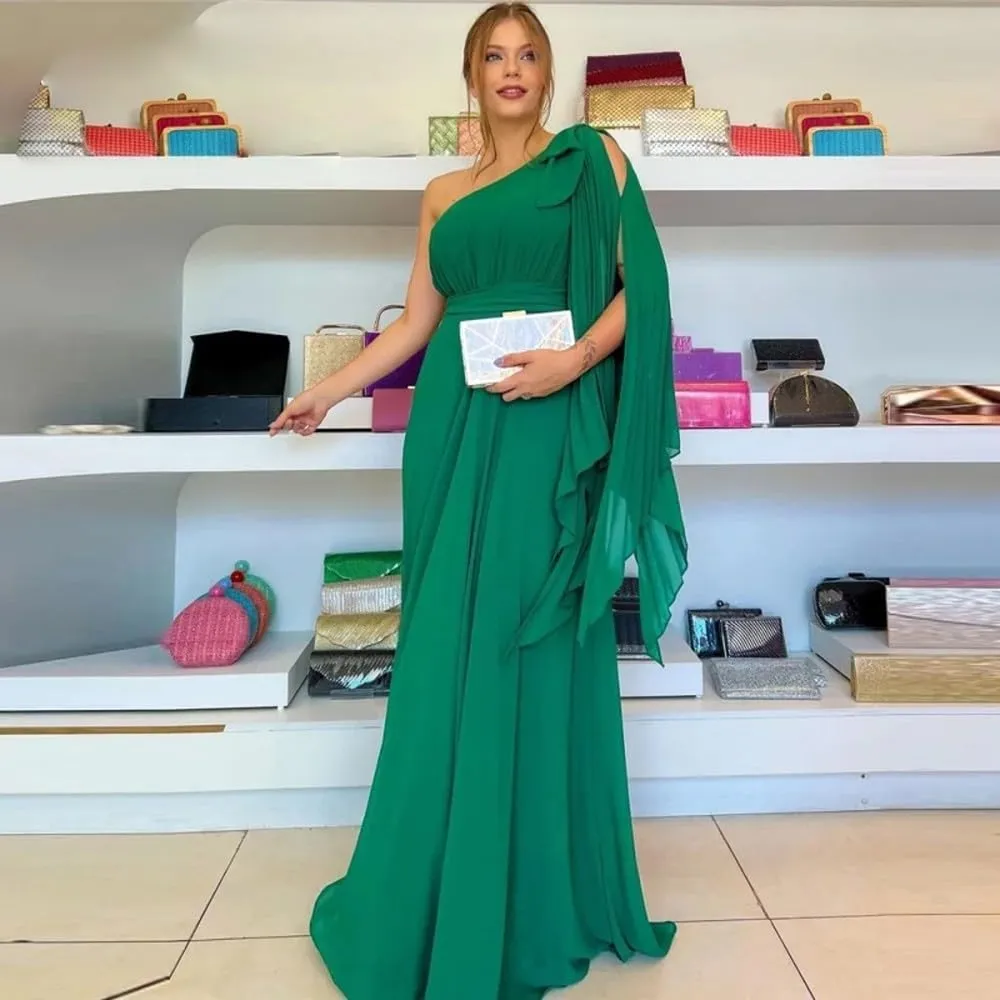 Women's Formal Dresses 2025 Chiffon Elegant Evening Dresses for Women One Shoulder A-Line Wedding Guest Dresses Long
