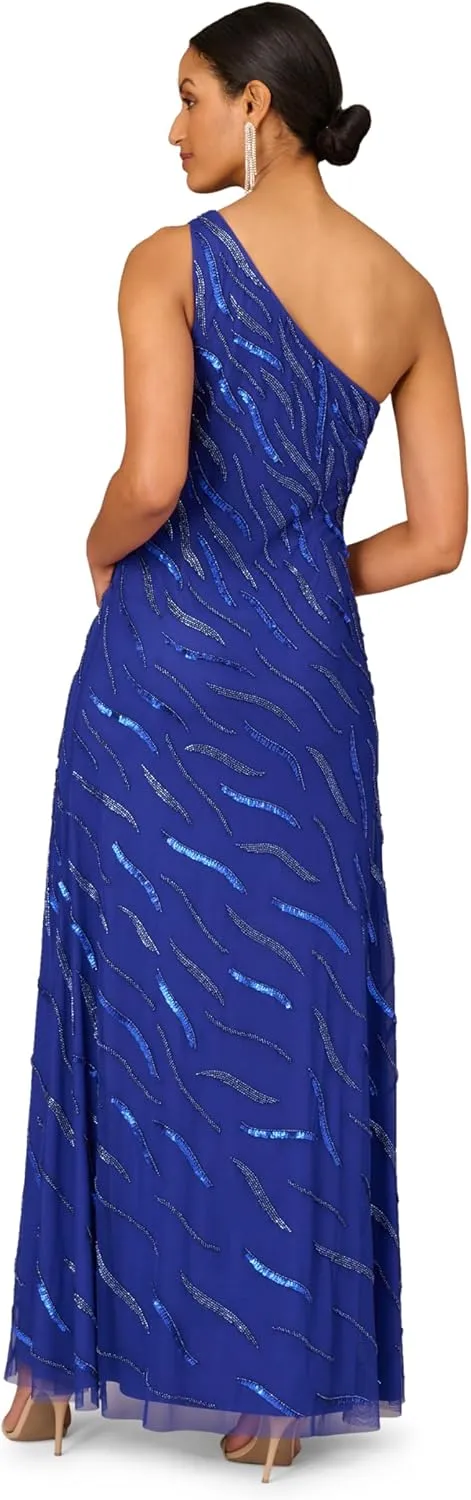 Women's Fully Beaded One Shoulder Gown
