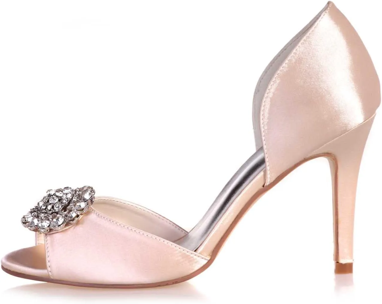 Women's Kitten Heels Rhinestones for Women Open Toe Satin Block Evening High Heels Sandals Holiday Party Wedding Dress Pumps Shoes