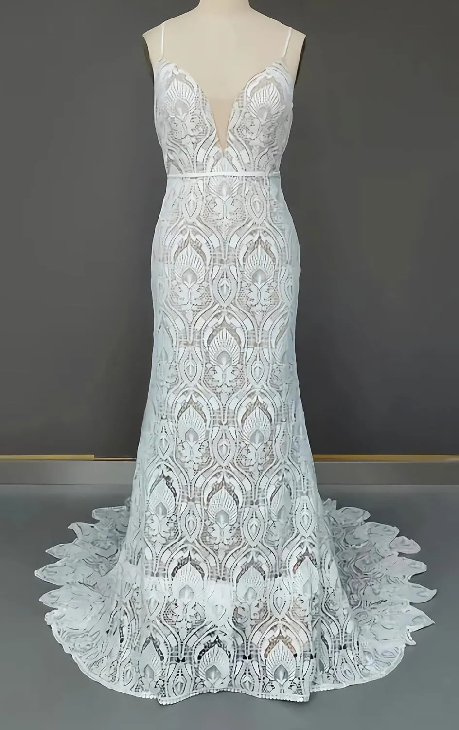 Women's Lace Boho Wedding Dresses for Bride Plus Size Long Beach Mermaid Bridal Dress Bohemian Wedding Gowns