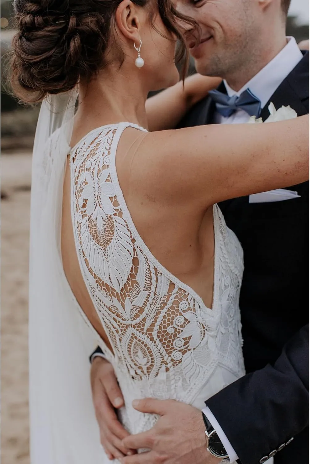 Women's Lace Boho Wedding Dresses for Bride Plus Size Long Beach Mermaid Bridal Dress Bohemian Wedding Gowns