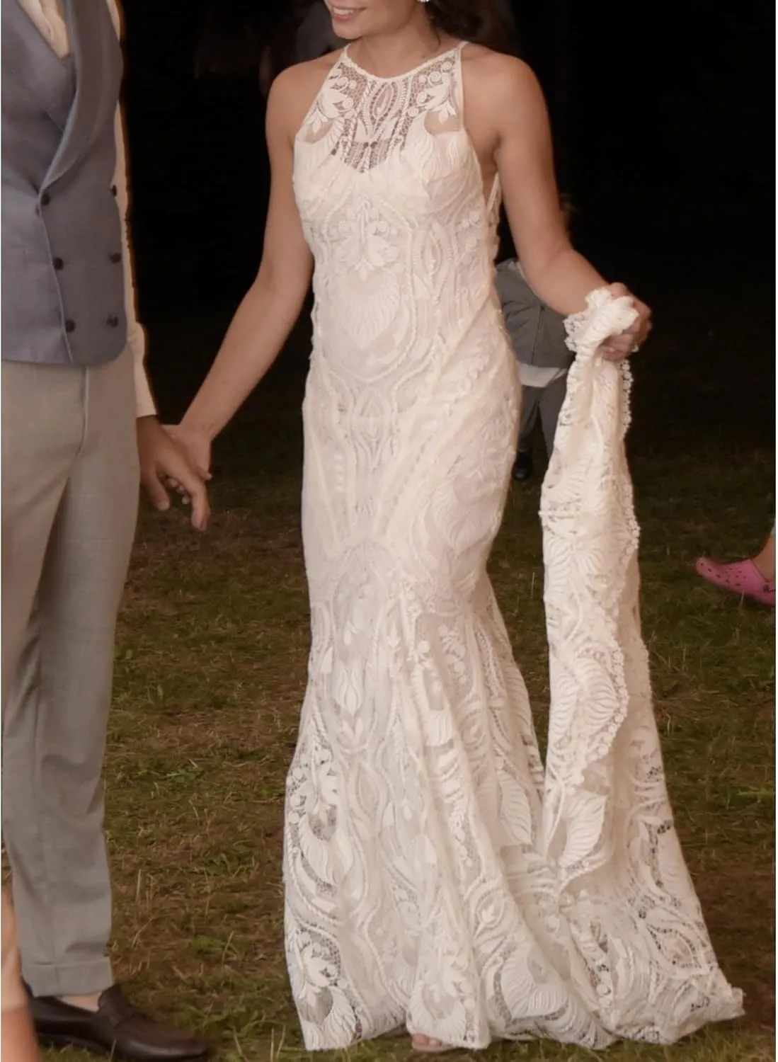 Women's Lace Boho Wedding Dresses for Bride Plus Size Long Beach Mermaid Bridal Dress Bohemian Wedding Gowns
