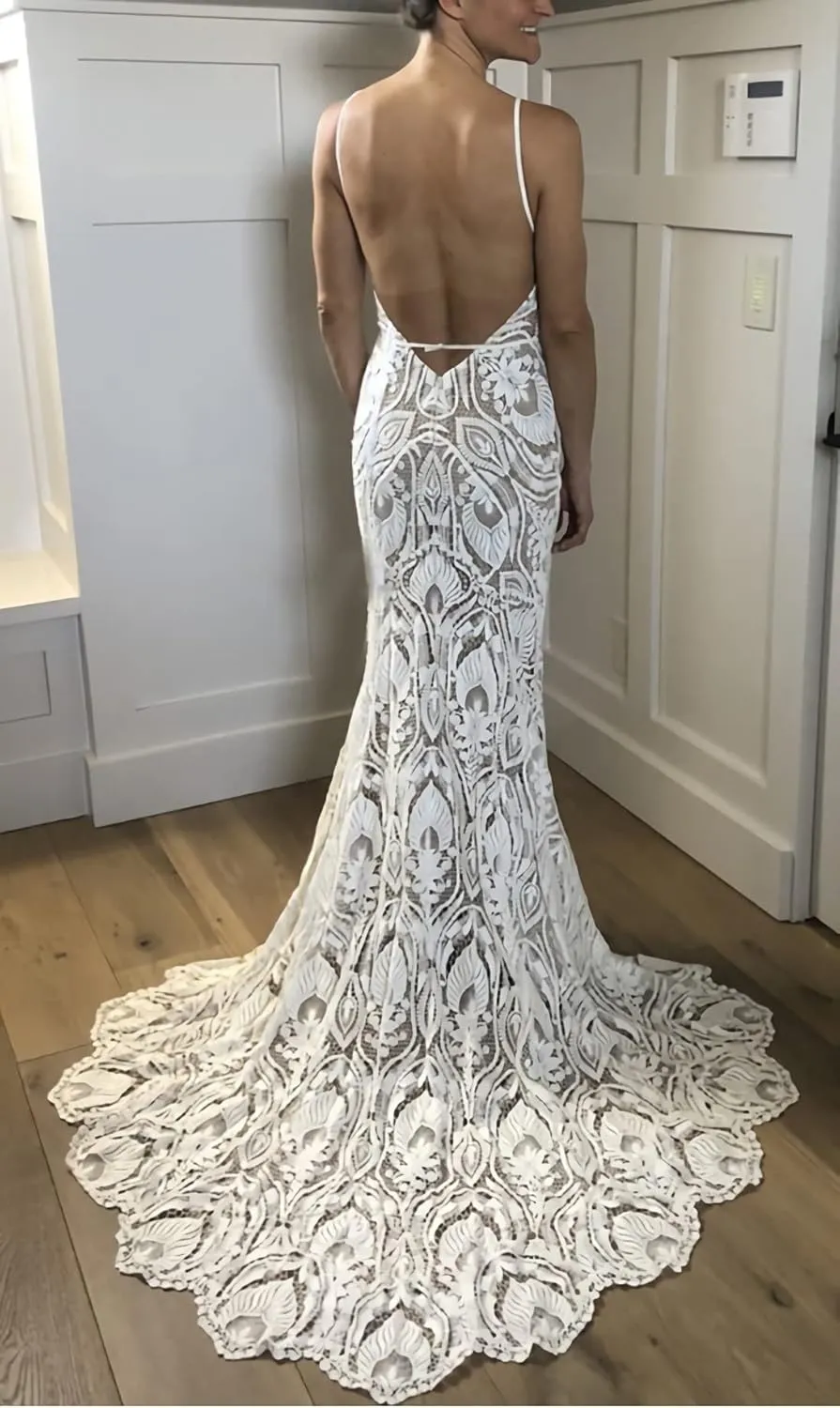 Women's Lace Boho Wedding Dresses for Bride Plus Size Long Beach Mermaid Bridal Dress Bohemian Wedding Gowns