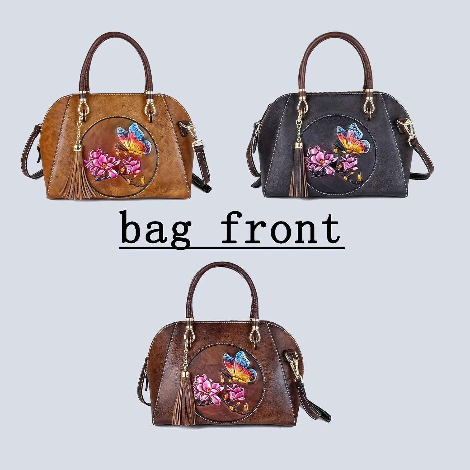 Women's Leather Crossbody Bag, Retro Large Capacity Shoulder Bag, Pure Hand-carved Handbag