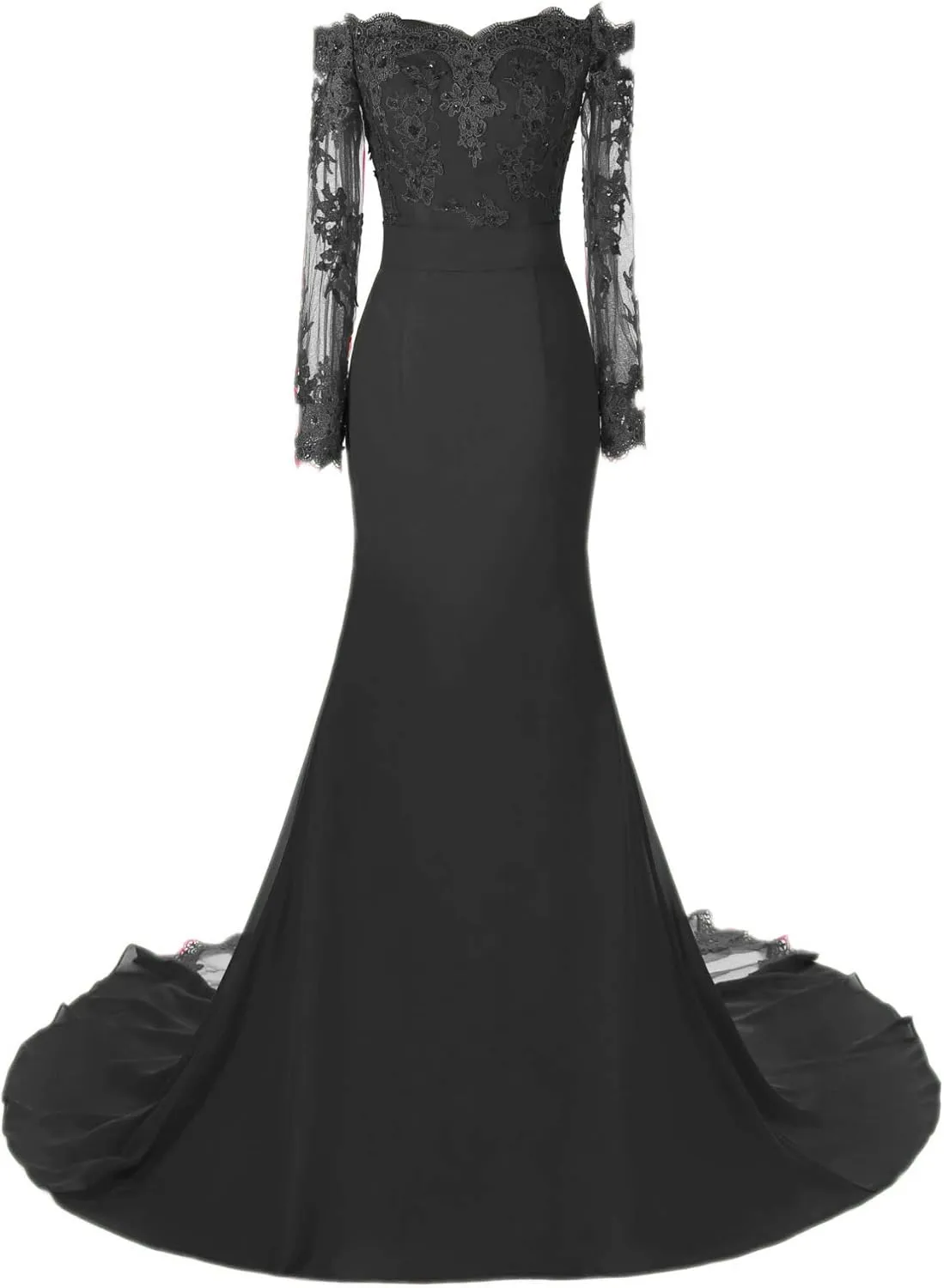 Women's Mermaid Evening Party Gowns Lace Long Sleeve Bridesmaid Dresses