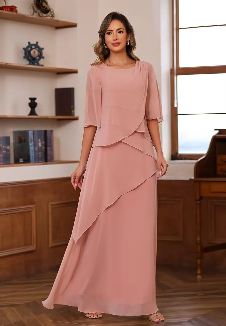 Women's Mother of The Bride Dresses for Wedding 2025 Chiffon A Line Long Formal Evening Dress PU194