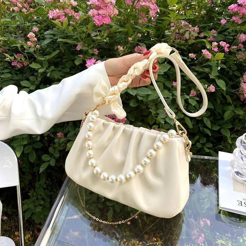 Women's Pearl Pleated Cloud Underarm Niche Fashion Crossbody Bags