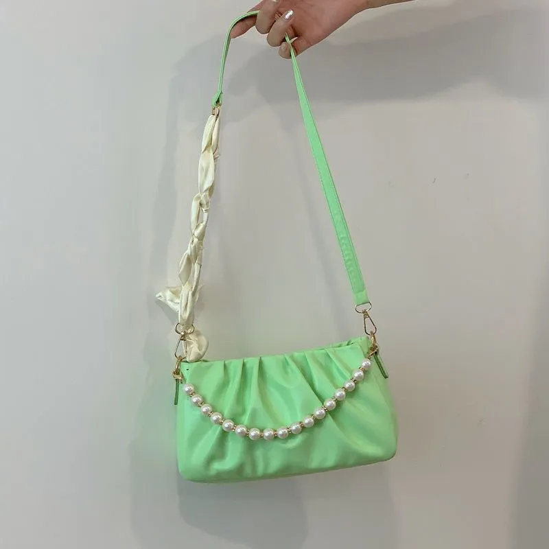Women's Pearl Pleated Cloud Underarm Niche Fashion Crossbody Bags