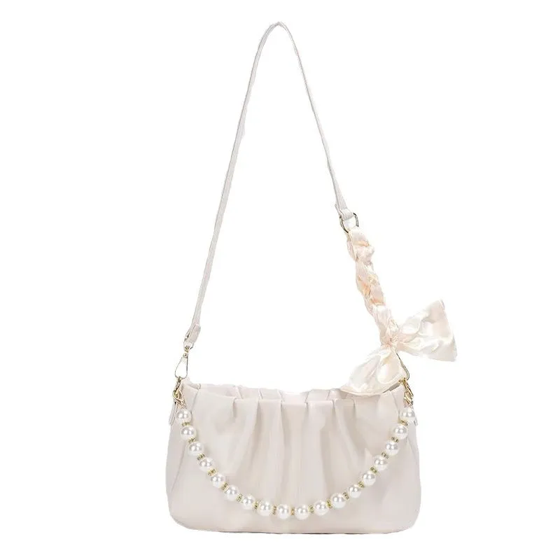 Women's Pearl Pleated Cloud Underarm Niche Fashion Crossbody Bags