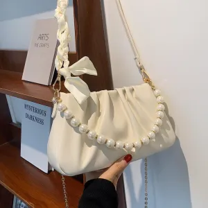 Women's Pearl Pleated Cloud Underarm Niche Fashion Crossbody Bags