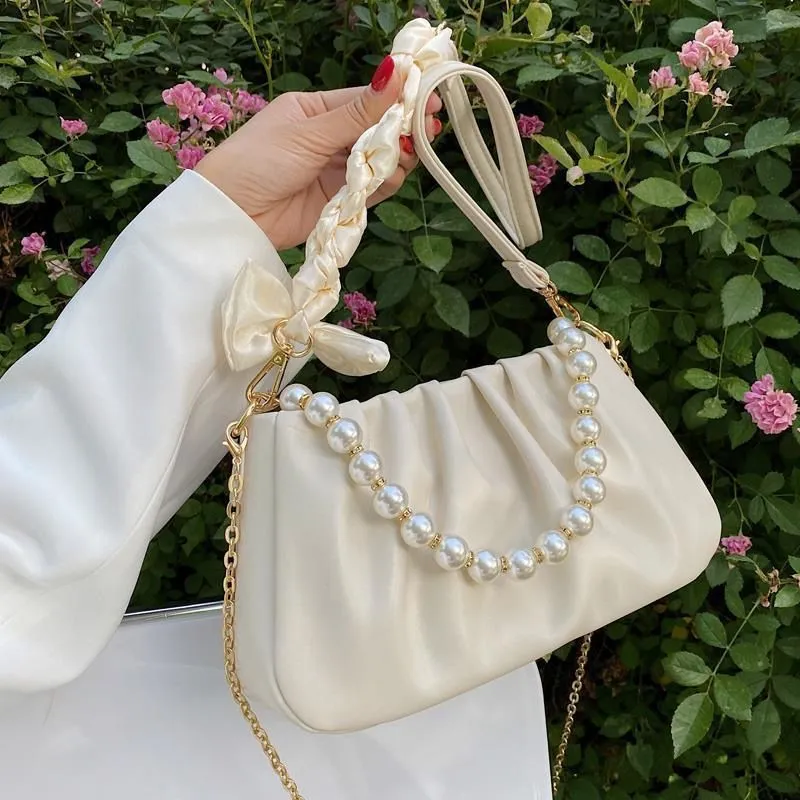 Women's Pearl Pleated Cloud Underarm Niche Fashion Crossbody Bags