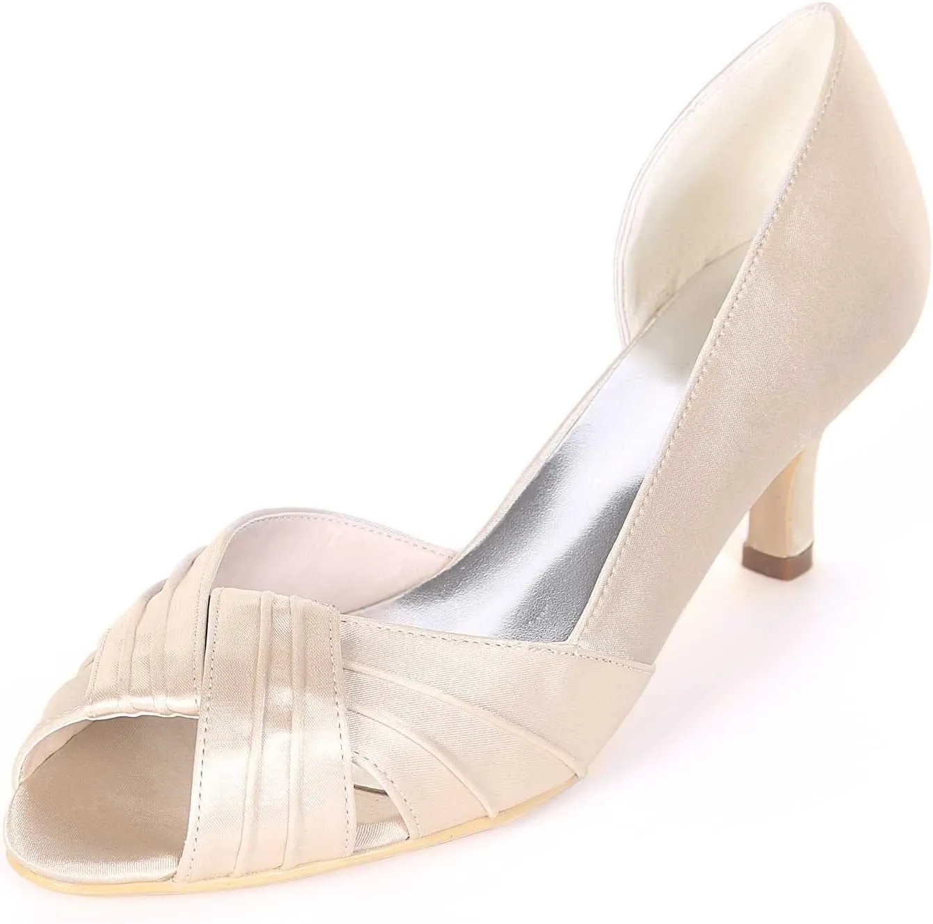 Women's Peep Toe Low Kitten Heel Sandals - Perfect Wedding Pumps for Elegant Bridal & Formal Events