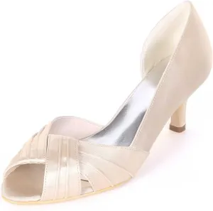 Women's Peep Toe Low Kitten Heel Sandals - Perfect Wedding Pumps for Elegant Bridal & Formal Events