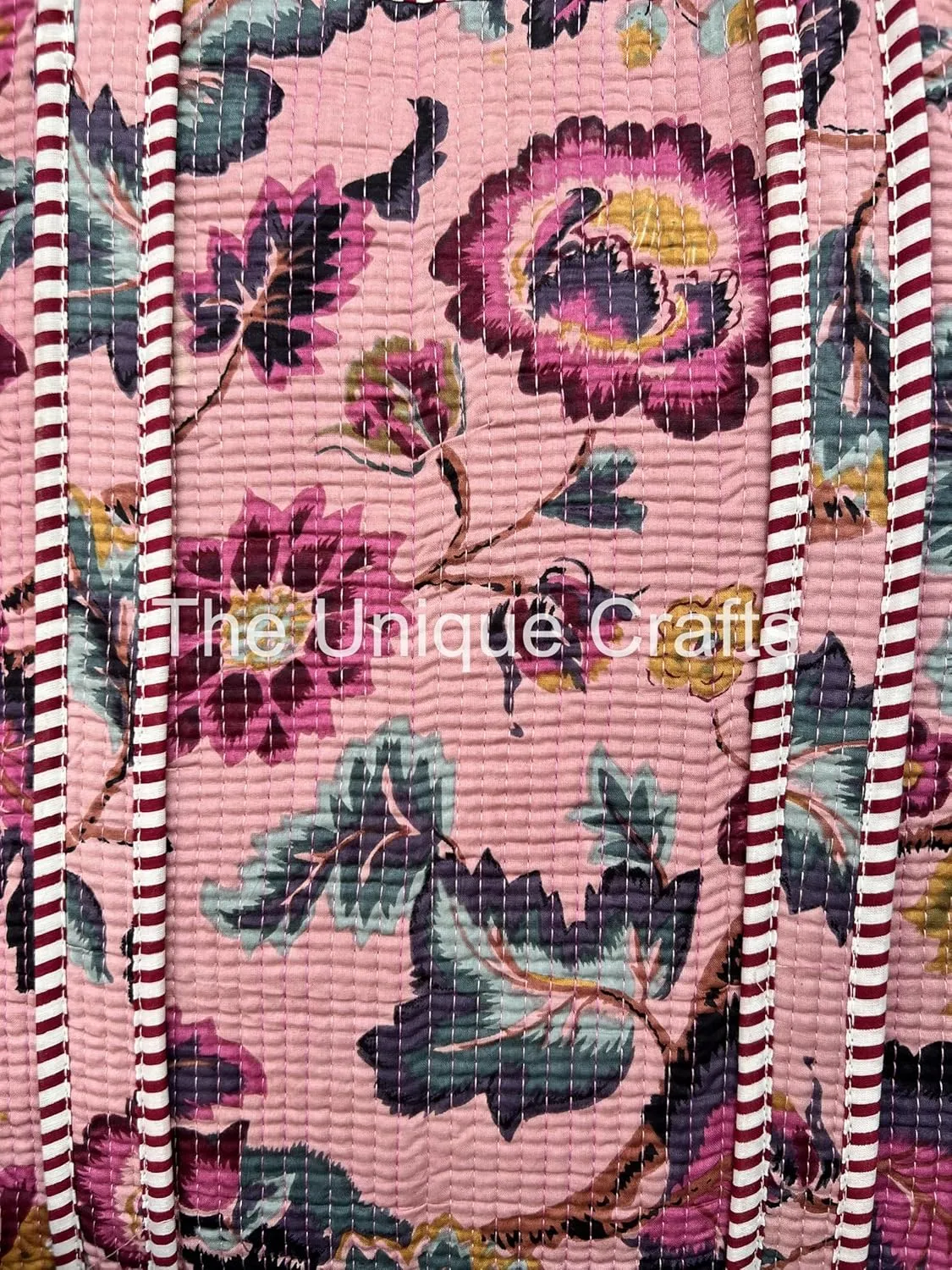 Women's Quilted Cotton Tote Bag Handprinted Reversible Hand Block Print Shoulder Bag Women Handbag Traveling Bag