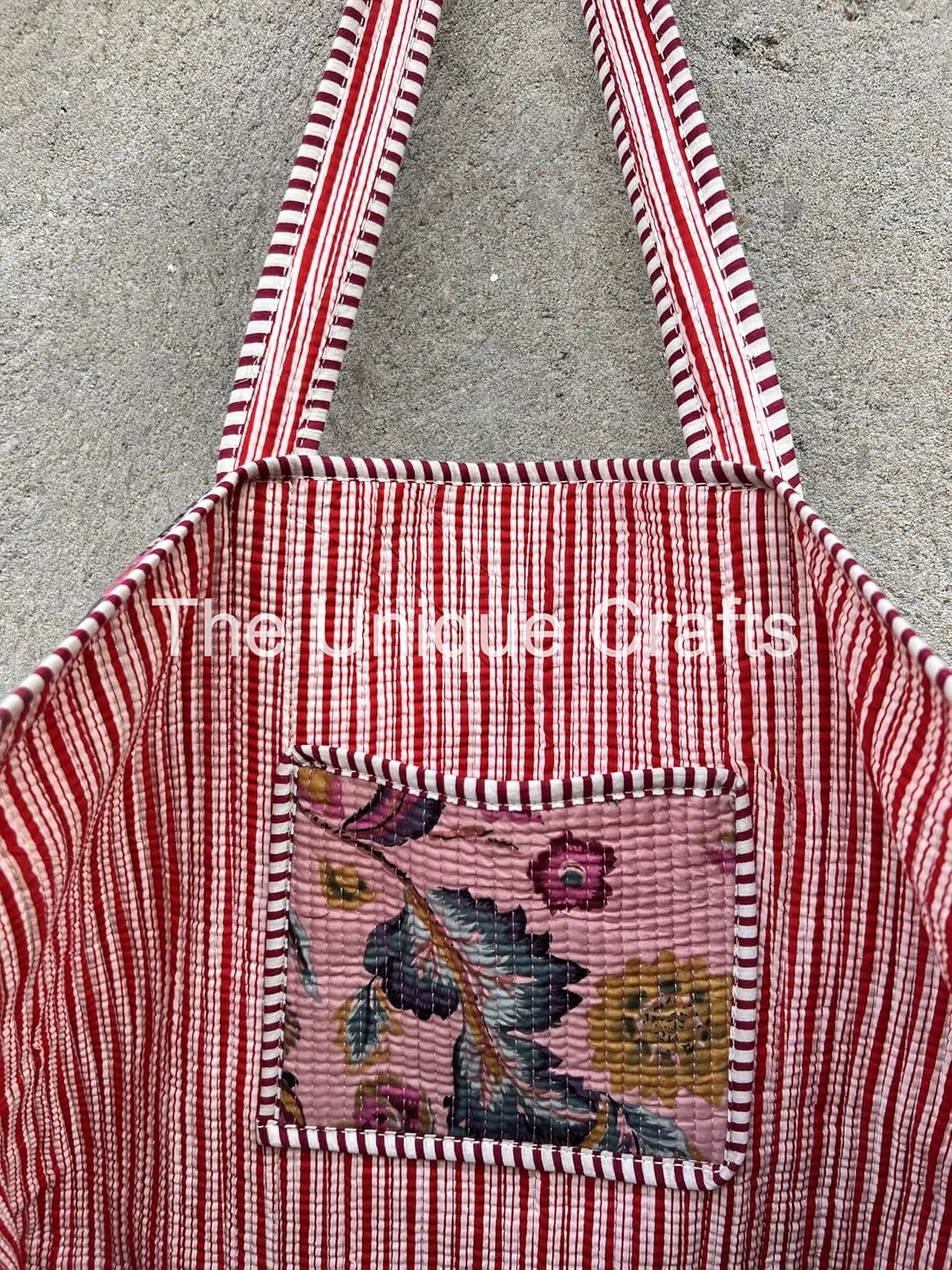 Women's Quilted Cotton Tote Bag Handprinted Reversible Hand Block Print Shoulder Bag Women Handbag Traveling Bag