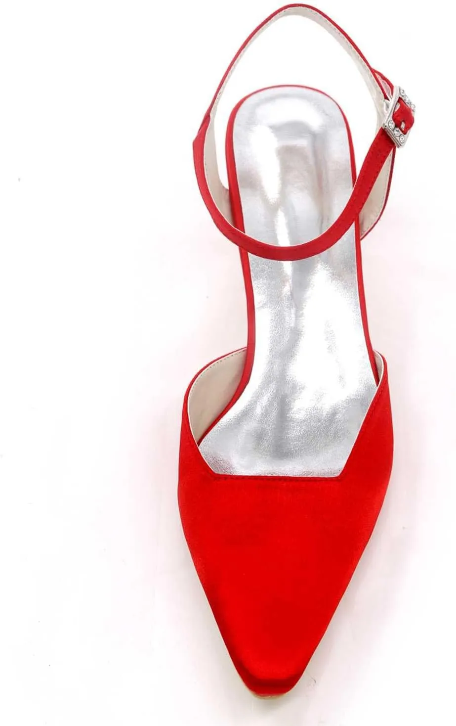 Women's Satin Slip-On Kitten Heel Pumps - Closed Toe with Buckle, Ideal for Dresses, Bridal, Wedding Parties, Evening Proms & Dance