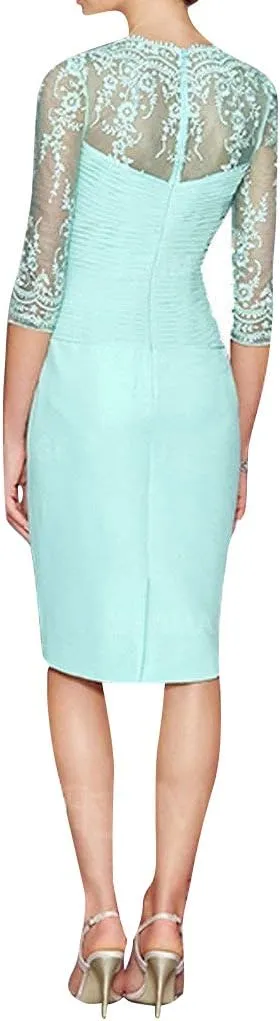 Women's Sheath Short Lace&Chiffon Mother of The Bride Dresses with Jacket