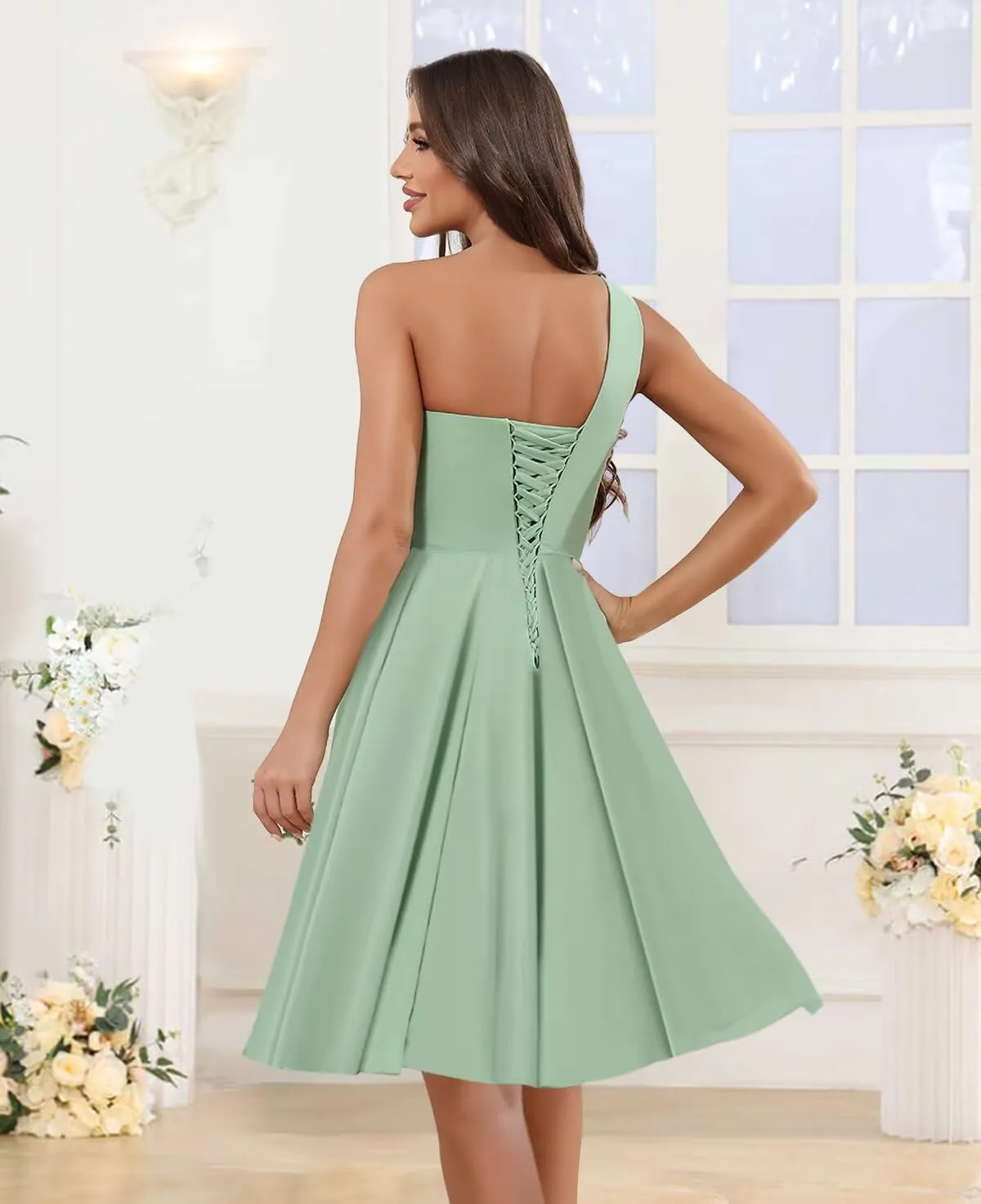 Women's Short Bridesmaid Dresses for Women 2025 A Line Chiffon Formal Drsess Pleated Chiffon Wedding Guest Dress