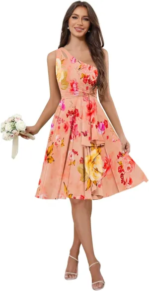 Women's Short Bridesmaid Dresses for Women 2025 A Line Chiffon Formal Drsess Pleated Chiffon Wedding Guest Dress