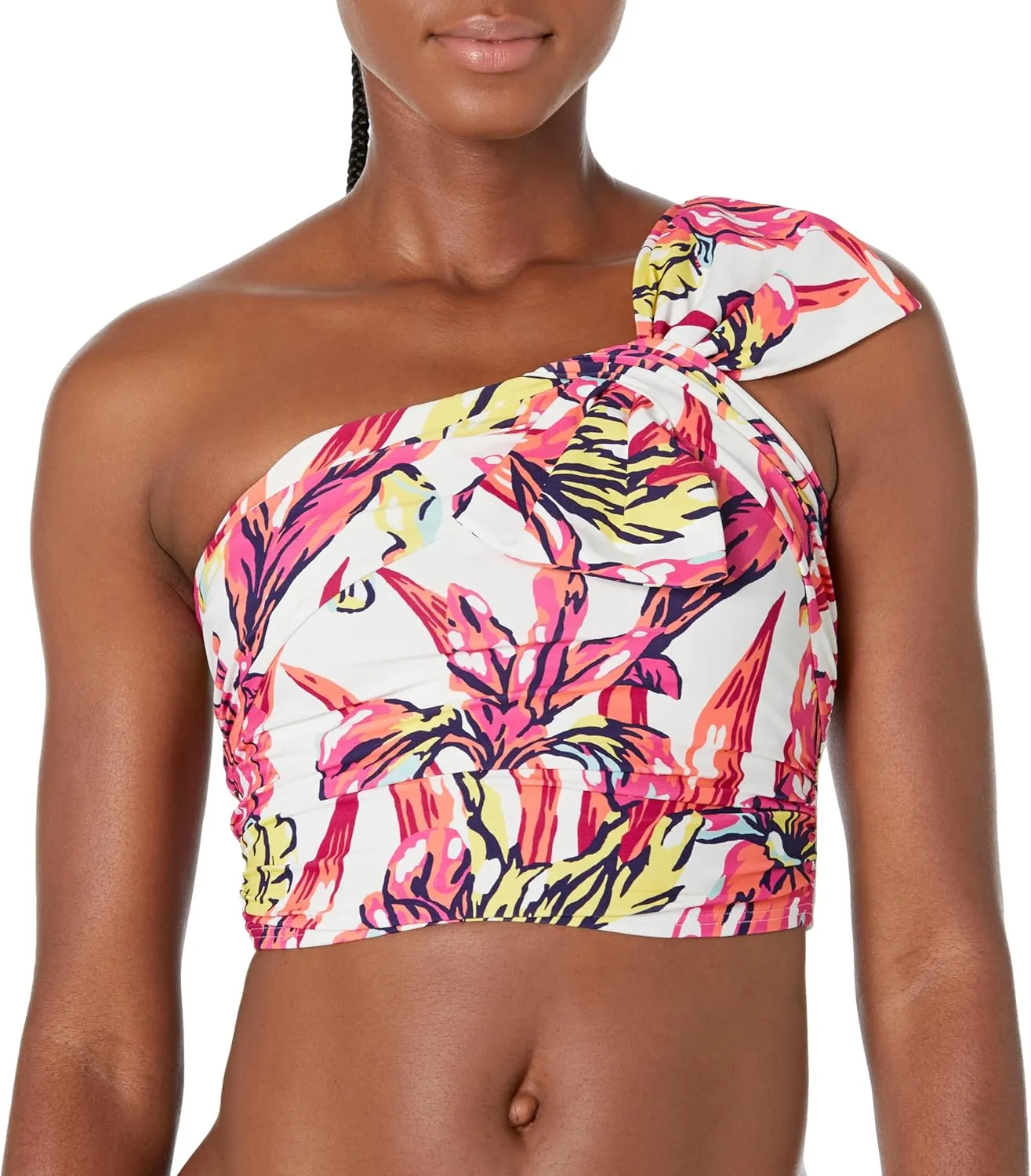 Women's Standard One Shoulder Bow Crop Top