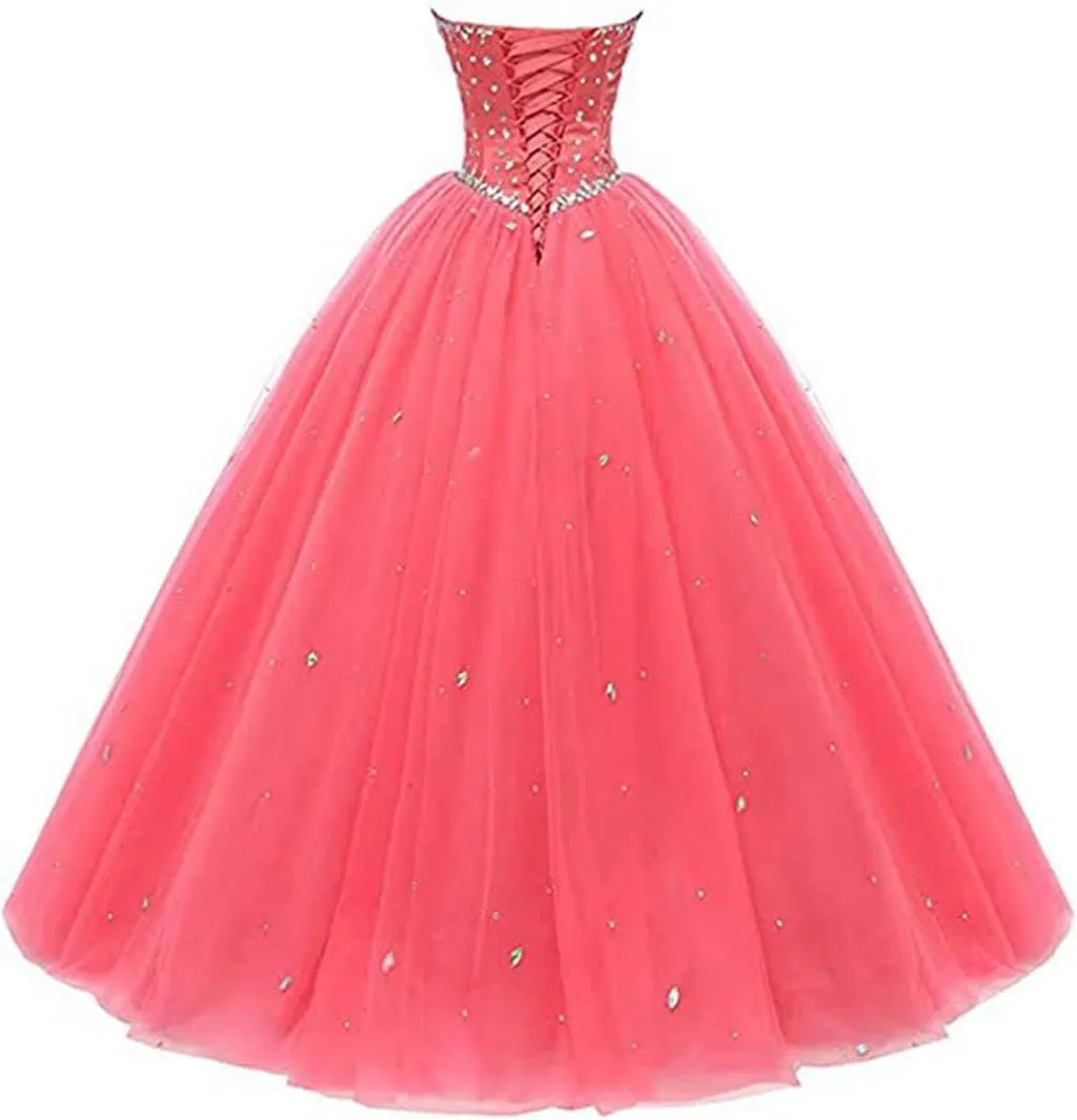 Women's Sweetheart Ball Gown Tulle Quinceanera Dresses Prom Dress