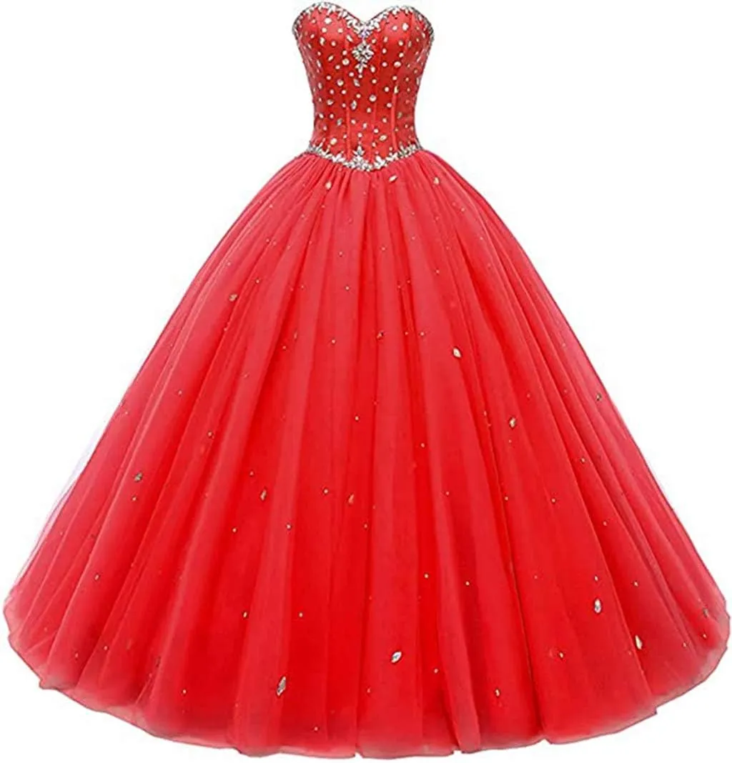 Women's Sweetheart Ball Gown Tulle Quinceanera Dresses Prom Dress