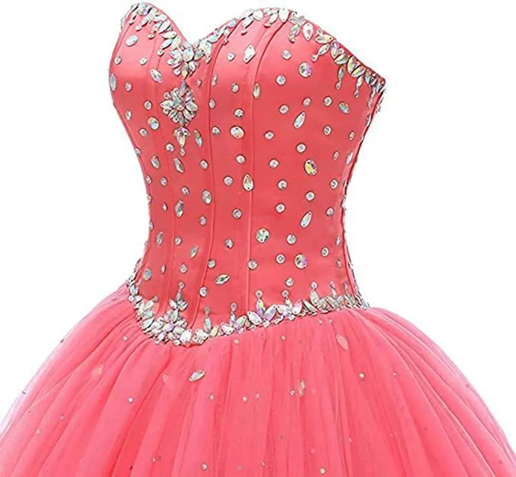 Women's Sweetheart Ball Gown Tulle Quinceanera Dresses Prom Dress