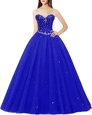 Women's Sweetheart Ball Gown Tulle Quinceanera Dresses Prom Dress