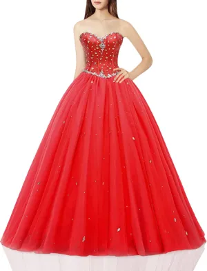Women's Sweetheart Ball Gown Tulle Quinceanera Dresses Prom Dress