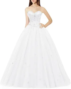 Women's Sweetheart Ball Gown Tulle Quinceanera Dresses Prom Dress