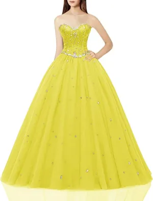 Women's Sweetheart Ball Gown Tulle Quinceanera Dresses Prom Dress