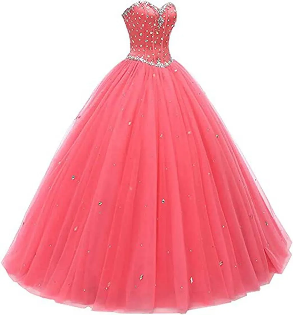 Women's Sweetheart Ball Gown Tulle Quinceanera Dresses Prom Dress
