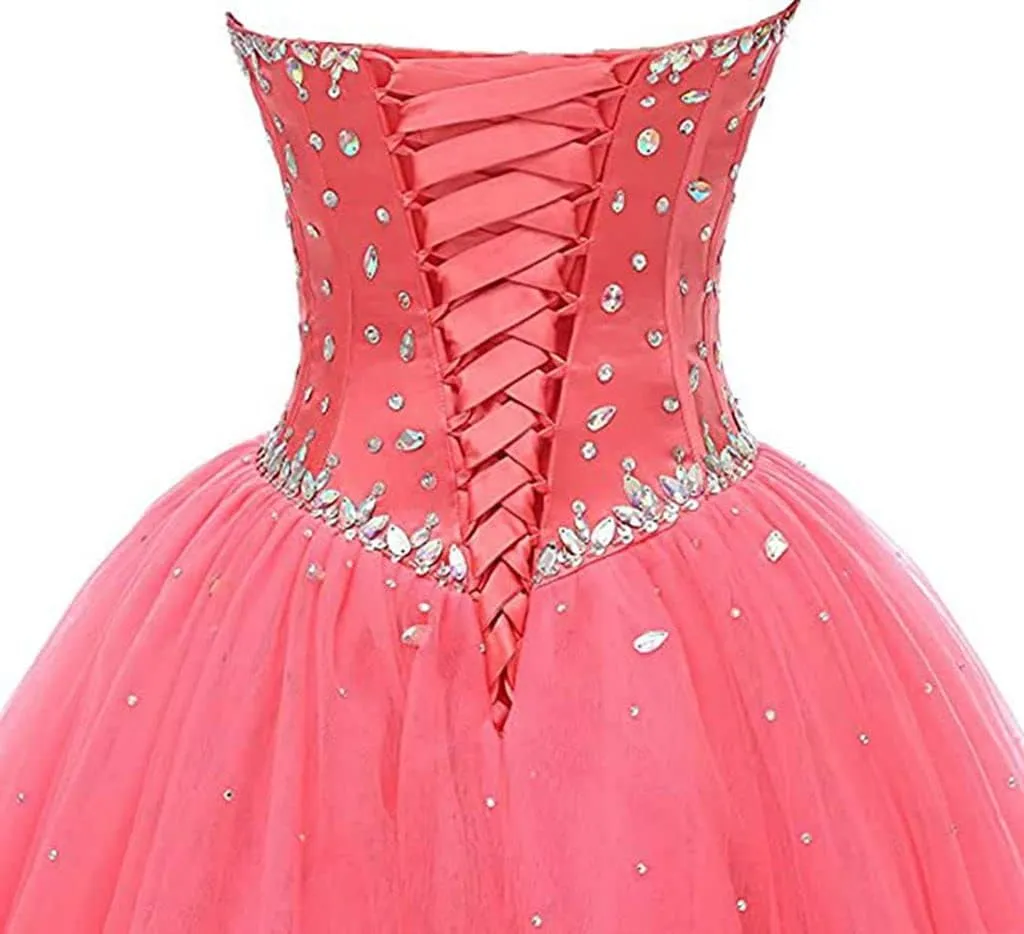 Women's Sweetheart Ball Gown Tulle Quinceanera Dresses Prom Dress
