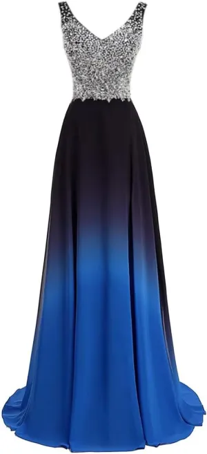 Women's Top Gradient Evening Prom A Line Gowns