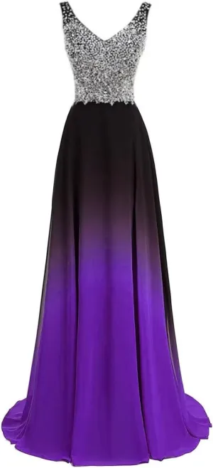 Women's Top Gradient Evening Prom A Line Gowns