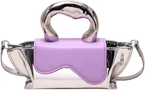 Women's Unique Handbag and Purse PU Leather Y2K Metallic Evening Satchel Flap Top Handle Shoulder Bag Cute Crossbody，bag827OWOISS
