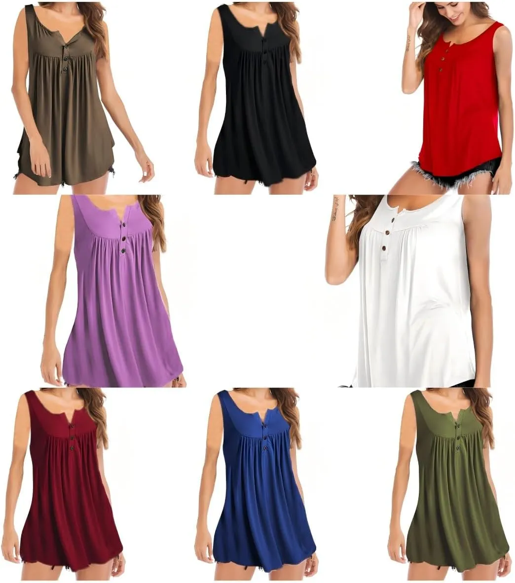 Women's V Neck Button Down Pleated Dresses, Summer Solid Color Loose Casual Mini Dress, Relaxed Stylish Sundress